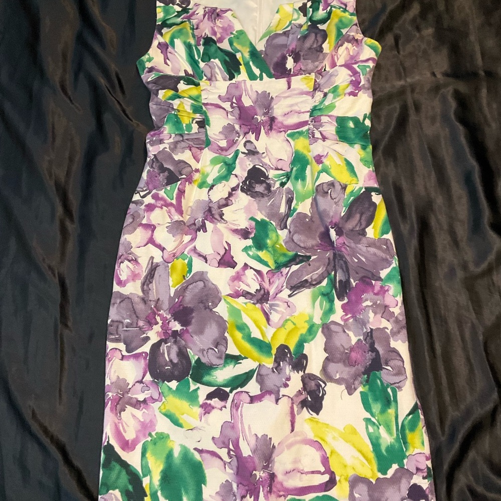 Adrianna Papell Floral Sleeveless Dress - Purple, Green, Yellow